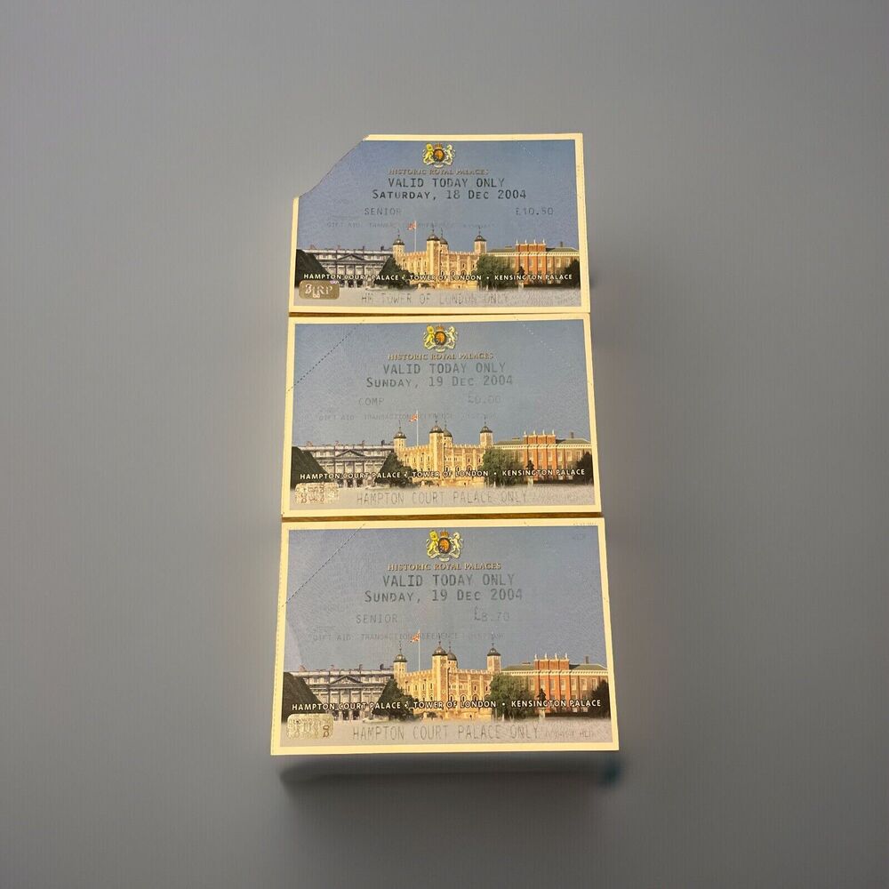 2004 Historic Royal Palaces Hampton Palace & Tower Of London England Tickets